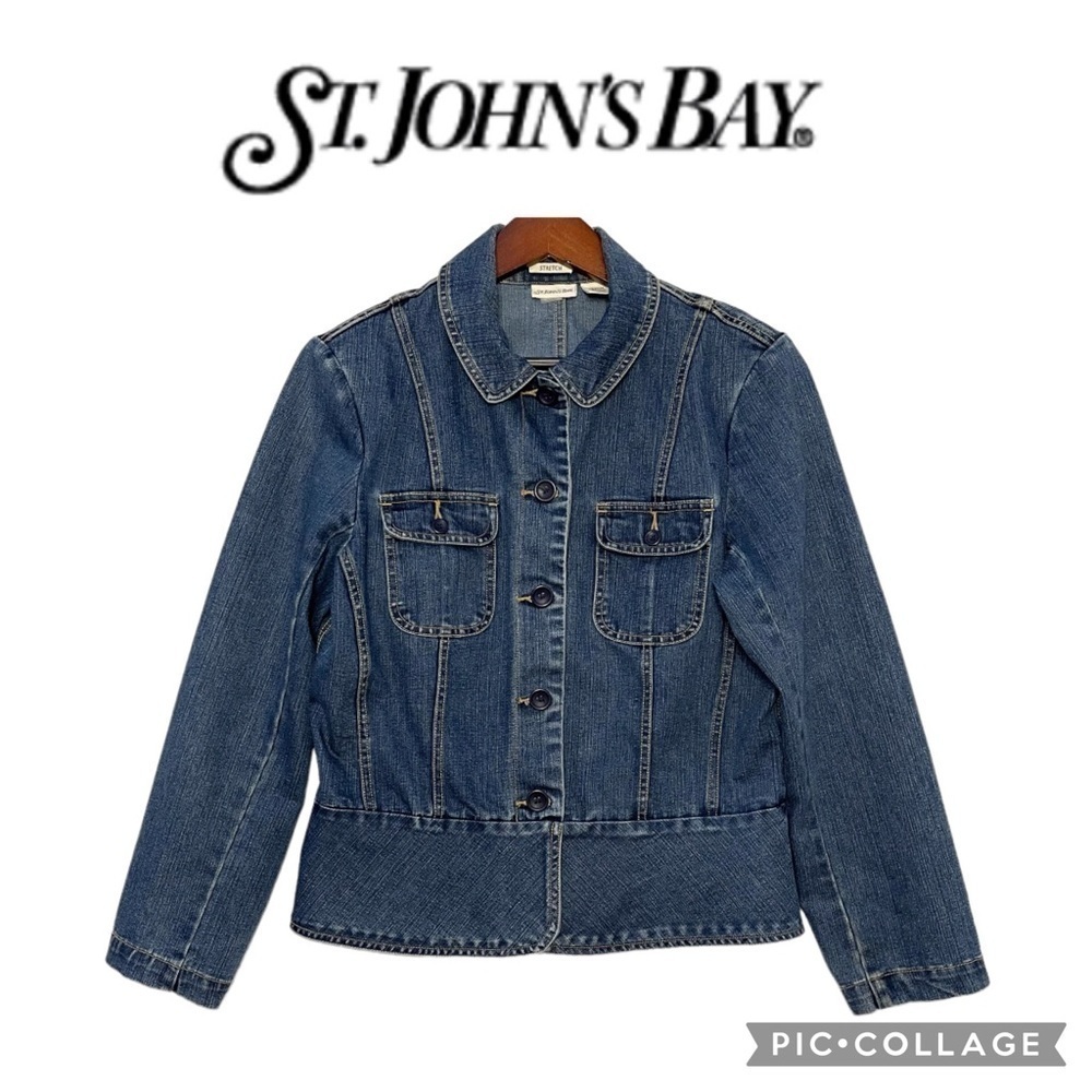 St. John’s Bay vintage Y2K stretch peplum denim blazer jacket size M